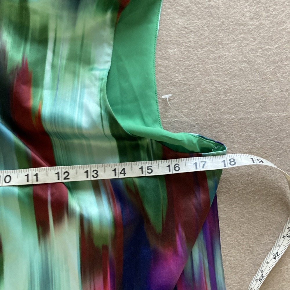 Belle Badgley Mischka Hadley Dress Sz 4 New Green Colorful Satin A Line Read - Picture 8 of 12